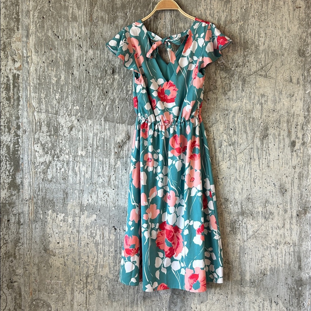 ADRIANNA PAPELL Women's Floral Cap Sleeved Midi Dress Size 2 - Picture 5 of 7